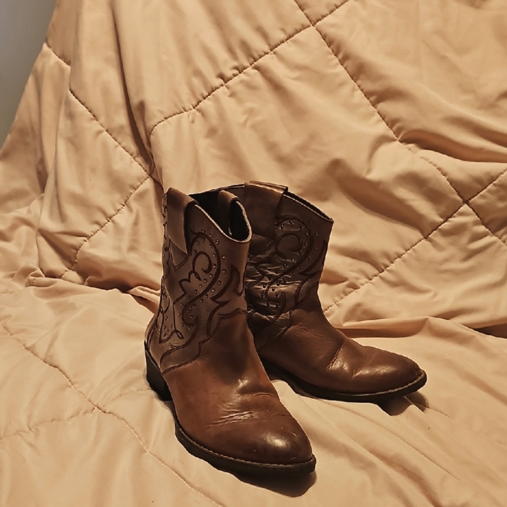 Brown Western Ankle Boots